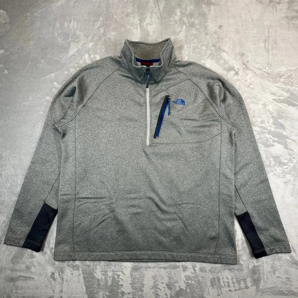 The North Face Pullover Mens XL Grey Quarter Zip Tech Fleece Jacket 0324